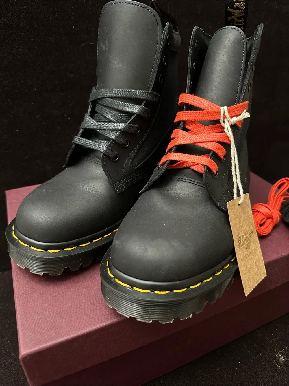 Dr. Martens 1460 Panel MIE Ventile Black Leather Boots - New With Box US M7 / W8